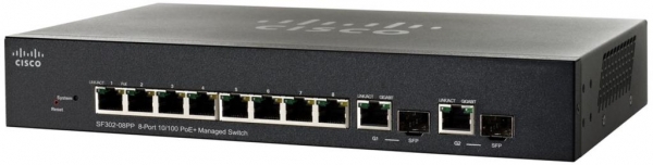 Коммутатор Cisco SB SF302-08PP-K9-EU (8 портов, PoE)